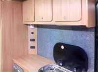 Kitchen cupboards & sink fitted by Céide Campervan Conversions, Co. Donegal, North-West Ireland