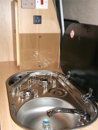 Kitchen sink units fitted by Céide Campervan Conversions, Co. Donegal, North-West Ireland