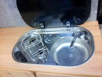 Kitchen sink units fitted by Céide Campervan Conversions, Co. Donegal, North-West Ireland