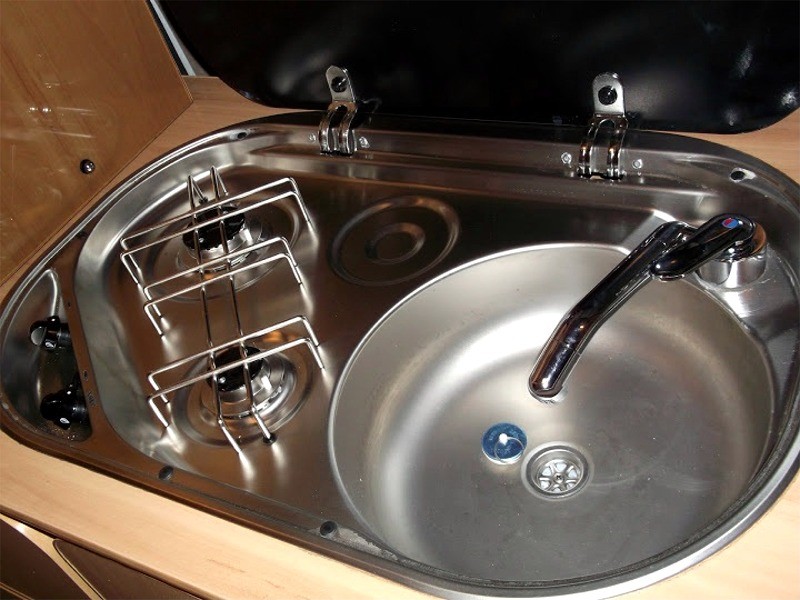 Kitchen sink units fitted by Céide Campervan Conversions, Co. Donegal, North-West Ireland