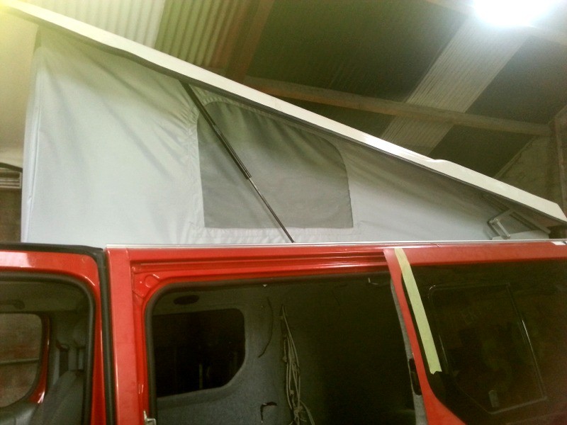 New elevating roof on campervan fitted by Céide Campervan Conversions, Donegal, Ireland