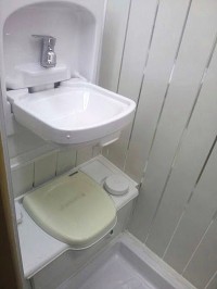Toilet and fold away sink fitted by Céide Campervan Conversions, Co. Donegal, North-West Ireland