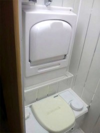 Toilet and fold away sink fitted by Céide Campervan Conversions, Co. Donegal, North-West Ireland