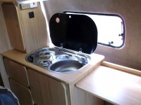 Kitchen sink units fitted by Céide Campervan Conversions, Co. Donegal, North-West Ireland